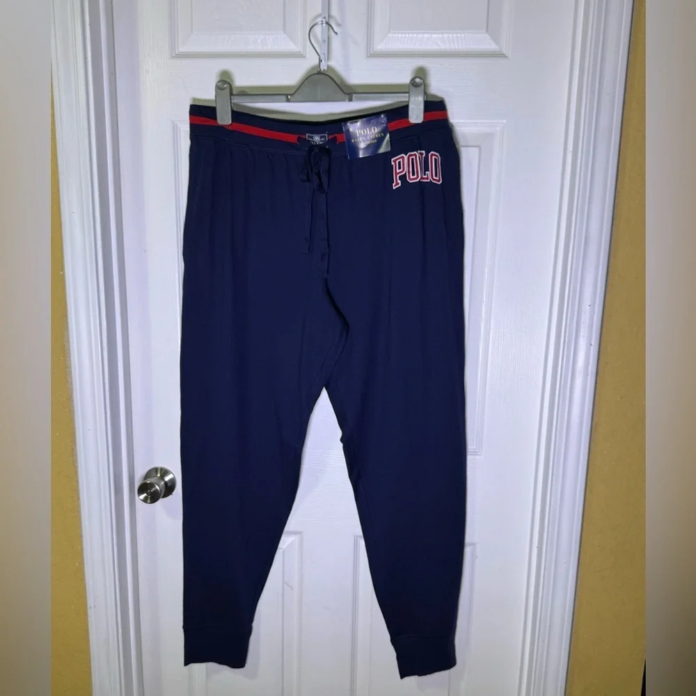 Polo Ralph Lauren Blue pajama Joggers with Red Logo